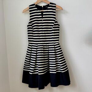 Armani Exchange Vintage 2014 Gorgeous Navy and White Striped Fit & Flare Dress